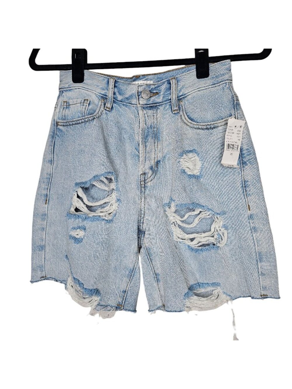 PacSun 25 High Rise Boy Shorts Denim Button Fly Distressed Light Wash Festival